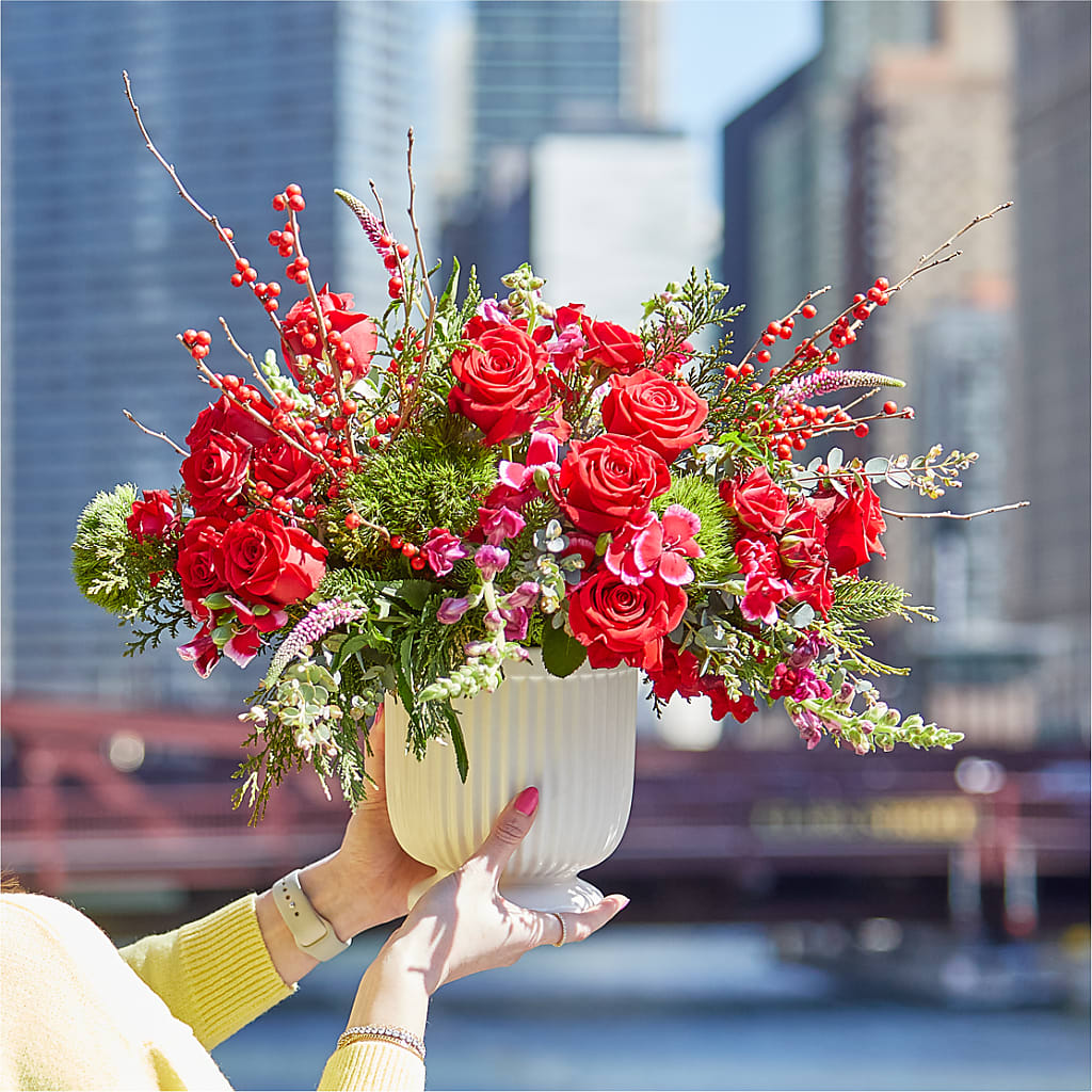 Big Red Bow Bouquet – Eaton Floral Inc, Eaton OH