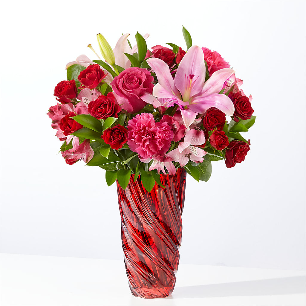 In Love Bouquet with Luxe Swirl Vase – Eaton Floral Inc, Eaton OH