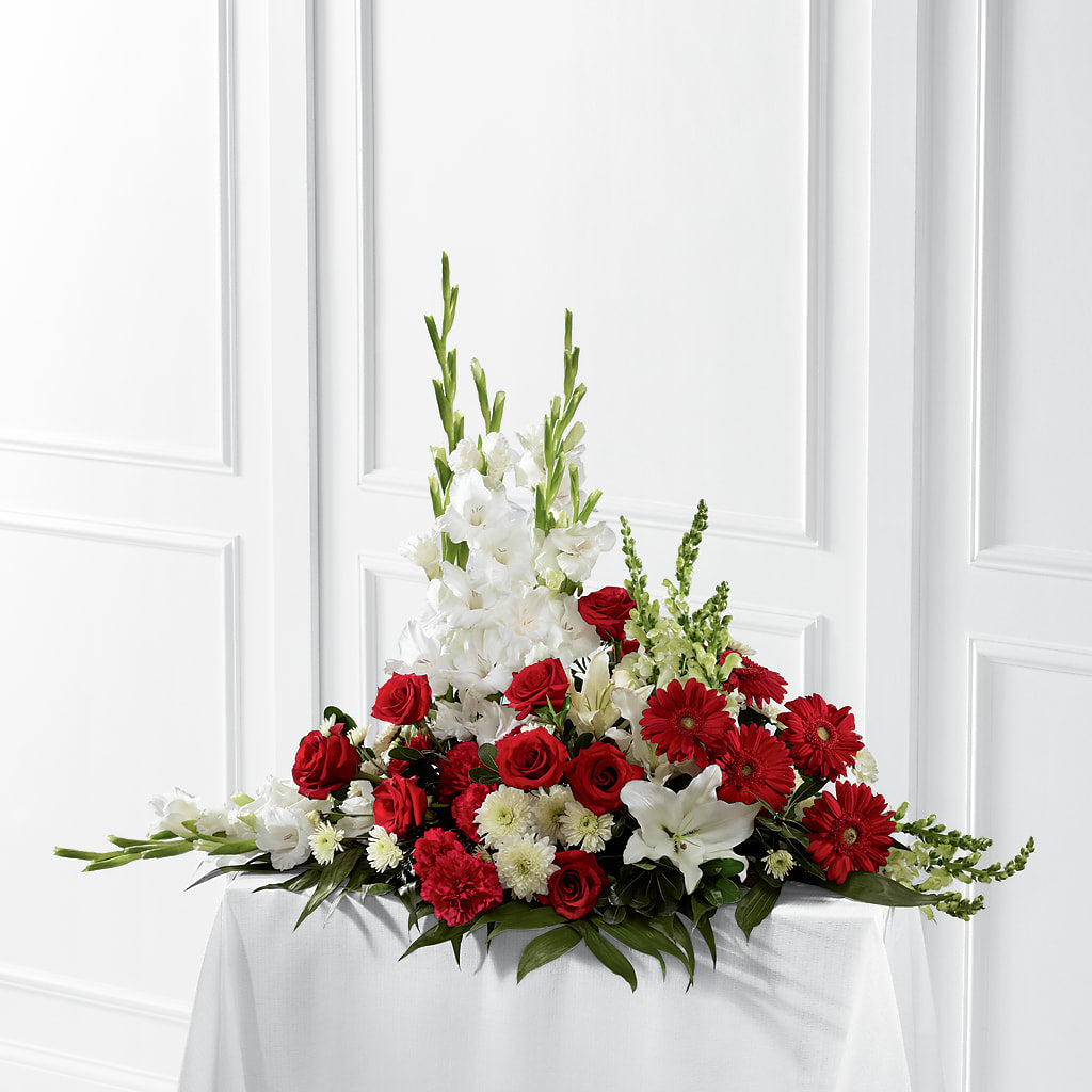 Crimson & White Arrangement – Eaton Floral Inc, Eaton OH