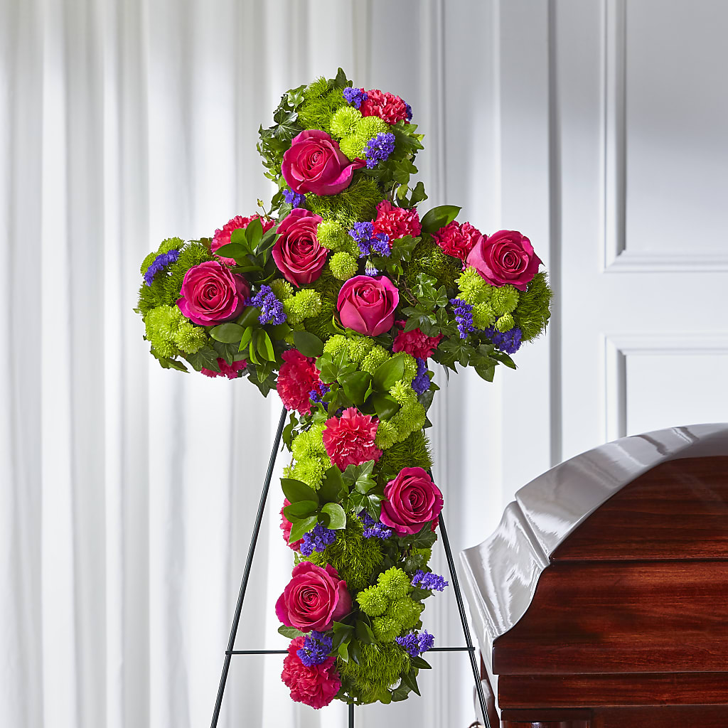 Tribute Rose Floral Cross – Eaton Floral Inc, Eaton OH