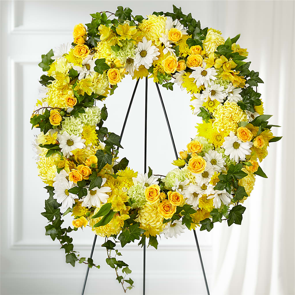 Golden Remembrance Wreath – Eaton Floral Inc, Eaton OH