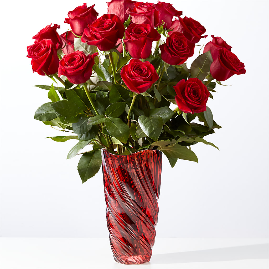 Classic Love Red Rose Bouquet with Luxe Swirl Vase – Eaton Floral Inc, Eaton OH