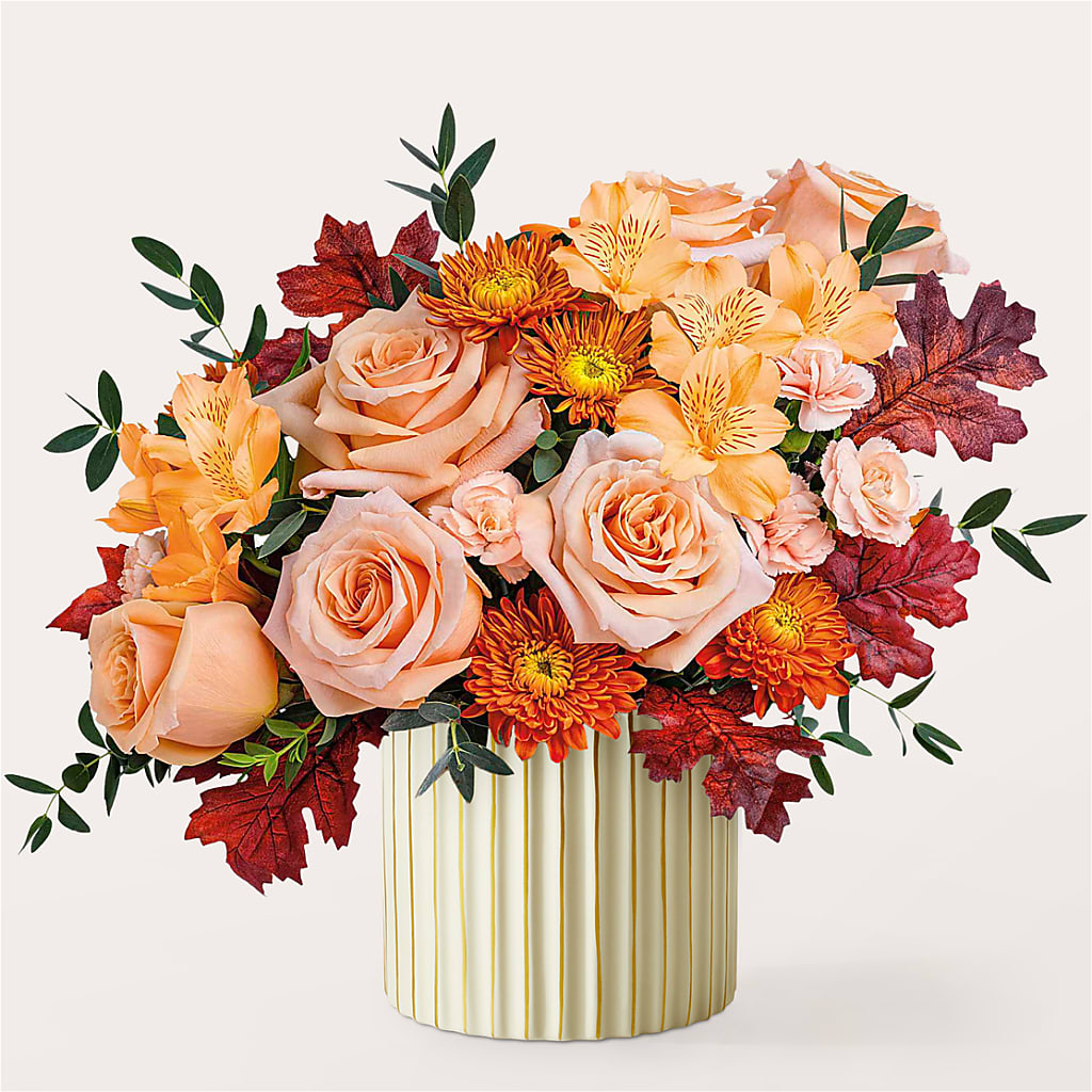 Spiced Latte Bouquet with Ivory Vase – Eaton Floral Inc, Eaton OH
