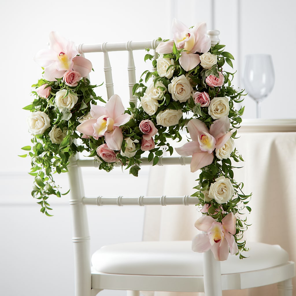 Orchid Rose Chair Décor – Eaton Floral Inc, Eaton OH