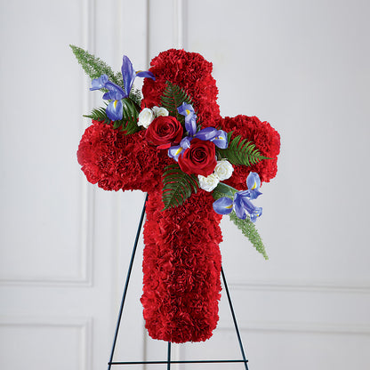 Faithful Hero Floral Cross –  Eaton Floral Inc, Eaton OH