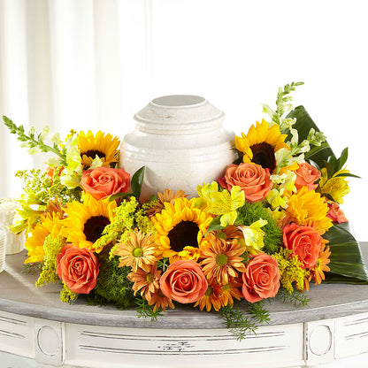 Faithful Sunflower Cremation Adornment –  Eaton Floral Inc, Eaton OH