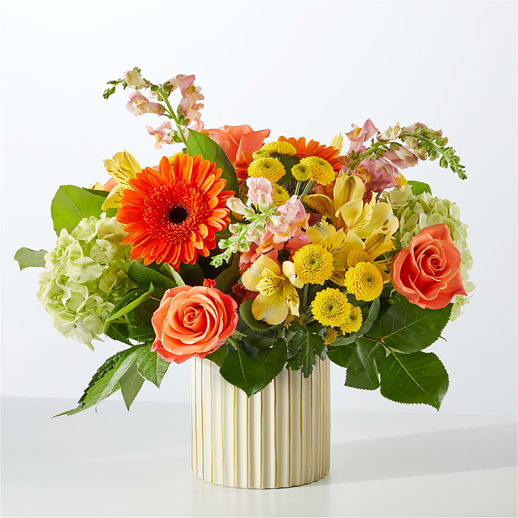 Autumn Sunshine Bouquet with Ivory Vase –  Eaton Floral Inc, Eaton OH