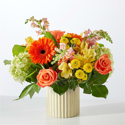 Autumn Sunshine Bouquet with Ivory Vase –  Eaton Floral Inc, Eaton OH