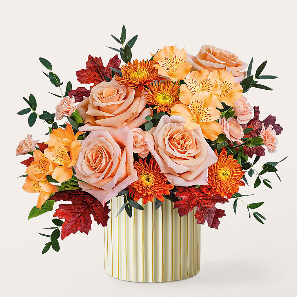 Spiced Latte Bouquet with Ivory Vase –  Eaton Floral Inc, Eaton OH