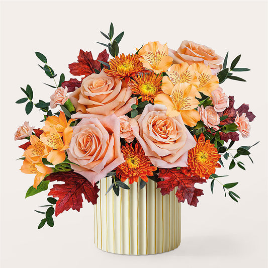 Spiced Latte Bouquet with Ivory Vase –  Eaton Floral Inc, Eaton OH