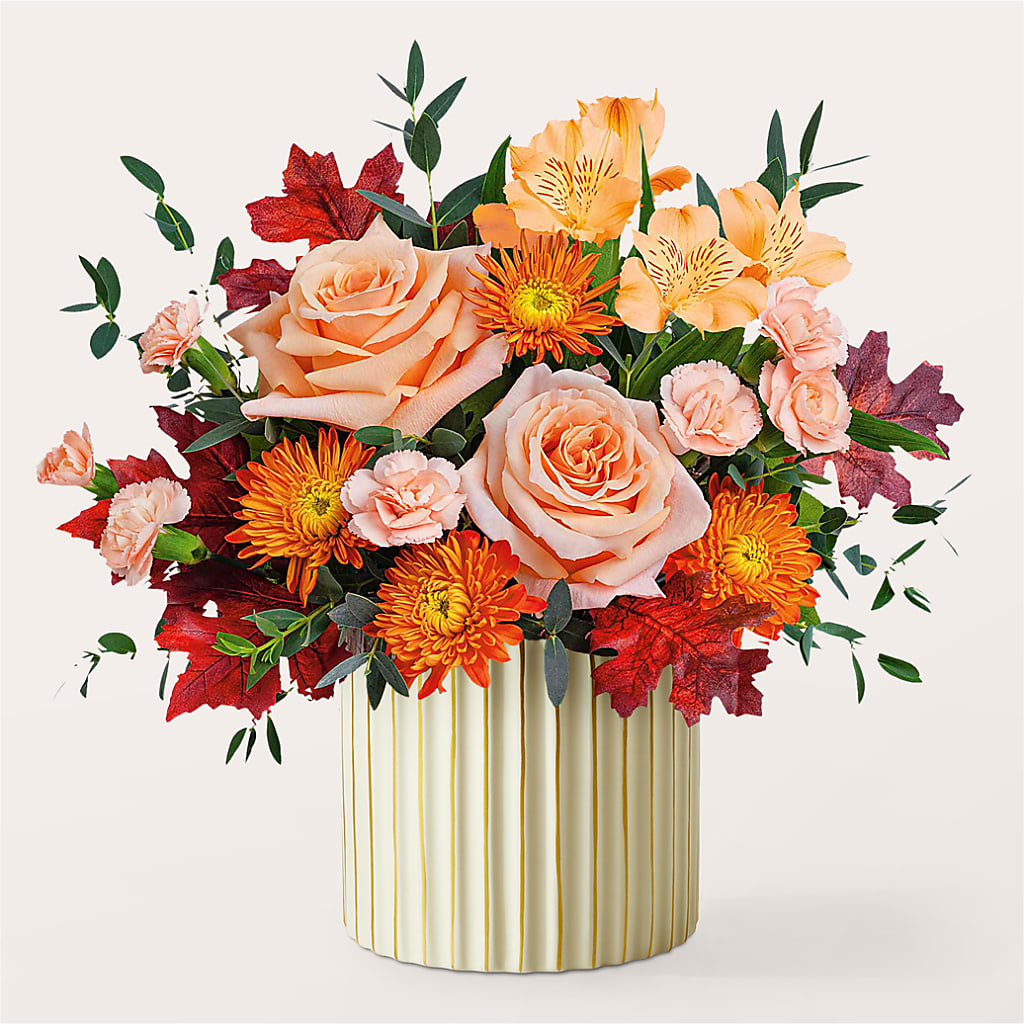 Spiced Latte Bouquet with Ivory Vase –  Eaton Floral Inc, Eaton OH